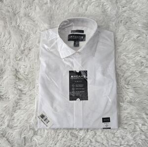 Kenneth Cole Awear2 White Slim Fit Long Sleeve Shirt. Stretch Easy Care. Size Me